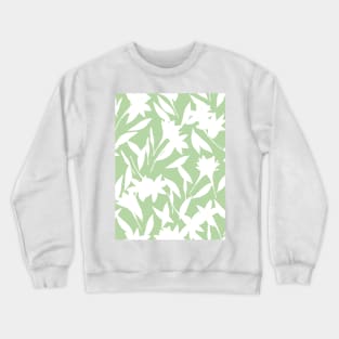 White and Mint Green Sweet Floral Pattern Crewneck Sweatshirt